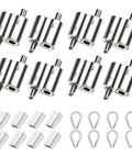 24 Piece Outdoor Wire Clamp Tool Kit With Eight M2 Two Way Wire Rope Clips Eight M3 Stainless Steel Thimbles And Eight M3 Aluminum Crimping Loop Sleeves For One Sixteenth Inch Wire Rope Rigging Tent Rope Guard Rails displayed.