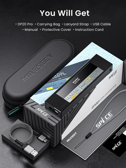 Dual-Sided Laser Measuring Tool Pro Gen 2 With 390 Ft Reach, One-Click Switch Between Single And Dual Laser Modes, Bright Large Digits For Easy Reading In Low Light, Removable Silicone Cover For Quick Measurements And Room Layout, with case and accessories
