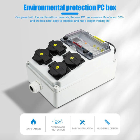 Heavy Duty 110V Power Distribution Box With NEMA 5-20 Outlet, IP54 Weatherproof Electrical Panel For Construction Sites