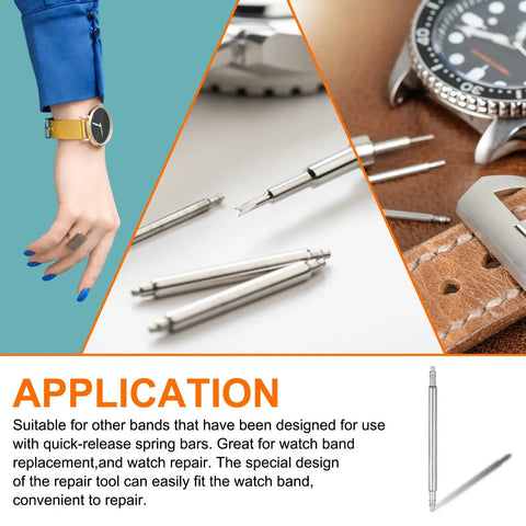 10 Pack Quick Release Spring Bars for Watches 21mm Wide and 1.8mm Diameter Pins Replacement Kit With Removal Tool