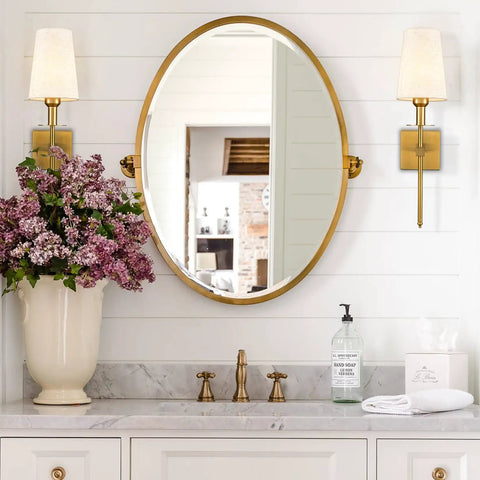 Two Pack Farmhouse Modern Black Wall Sconces With Beige Fabric Shades, Plug In Or Hardwired, Slim Square Back Plate by mirror