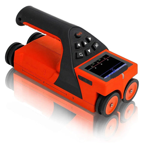 Badass Wall Scanner With Crisp LCD Display, Rock Solid Stud Finder And Heavy Duty Wire Probe For Drywalls And Concrete Blocks With Super Easy Setup Plus Usb Charging Port Included, viewed from the side.