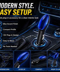 Plug And Play Fuel Saver Device For Cars And Trucks Portable Gas Economizer Improve Gas Mileage Universal Fit For Gasoline And Diesel Vehicles Three Pack shown plugged into a car's 12V outlet with blue accent finish.