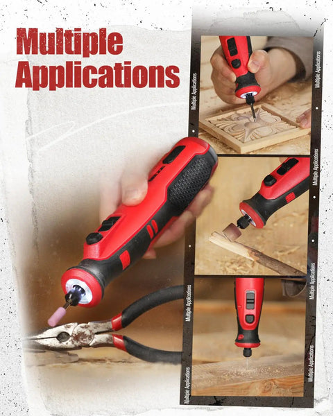 Cordless Rotary Tool 8V Handheld Grinder For Dog Nails And DIY Projects, 5 Speed Settings From 5,000 To 25,000 RPM, 60 Accessory Kit