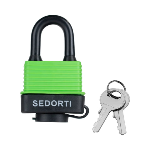 Colored Waterproof Padlocks Set With Keyed Alike Locks, Heavy Duty Laminated Steel Outdoor Locks In Green Cover, Pack Of 12