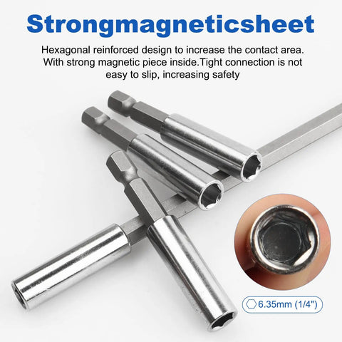 Magnetic Extension Socket Drill Bit Holder 1 Quarter Inch Hex Shank 10 Pack Heavy Duty Magnetic Bit Holder For Power Tools And Impact Drivers Perfect For Automotive Hardware And Home Projects Grabs Bits Fast And Keeps Them From Dropping