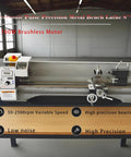1100W Benchtop Mini Metal Lathe 8X24 Inch with brushless motor, digital display, and variable speed for precision machining.