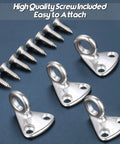 Top Shelf Heavy Hitter Stainless Steel Pad Eye Hooks Marine Grade Wall Mount Coat Hanger Screw Down Fender Hardware For Outdoor Rust Proof Rock Solid Grip 4 Pack with screws