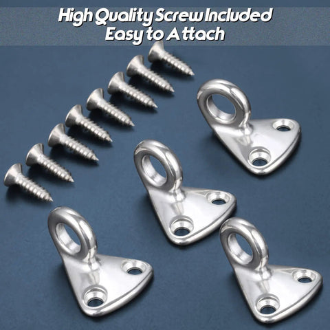 Top Shelf Heavy Hitter Stainless Steel Pad Eye Hooks Marine Grade Wall Mount Coat Hanger Screw Down Fender Hardware For Outdoor Rust Proof Rock Solid Grip 4 Pack with screws
