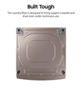 Bottom view of 27 Inch Laundry Riser Pedestal For Front Load Washer Or Dryer Gives Your Laundry A 6 Inch Lift And Keeps It ADA Compliant Champagne Finish Fits 27 Inch Wide Units showing sturdy metal construction.