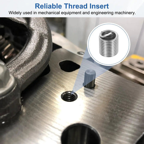 Mechanic Approved 20 Pack M10 X1.5 Metric Wire Thread Inserts Machined From Solid 304 Stainless Steel Helical Coil Sleeves shown installed.