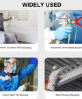 Top Tier Airless Paint Spray Gun Kit With Solid Steel Build, Two Reversible 517 Tips, Heavy Duty Guard, And Spare Filters for interior and automotive use.