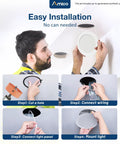 Man demonstrating installation steps for Six Pack Seven Inch 5CCT Ultra Thin Led Recessed Ceiling Downlights.