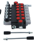 Six Spool Hydraulic Directional Control Valve Open Center 13 GPM 3600 PSI Monoblock Cast Iron With Adjustable Relief Valve