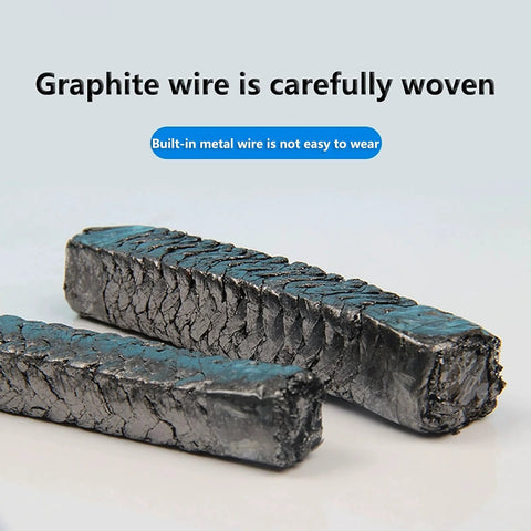DRISSA expanded flexible graphite braided packing, two black 4x4mm bars, side view