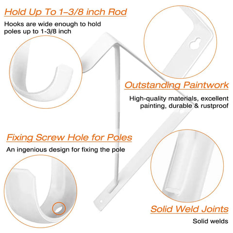 Rock Solid Heavy Duty Closet Shelf And Rod Brackets Wall Mounted Storage Supports Built Like A Tank For Sweet Home Setups White L Shape Brackets with rod holder detail.