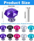 Colorful Crystal Cabinet Knobs Set 10 Pack 26mm Drawer Pulls, five colors, durable crystal glass, aluminum backing, easy install.