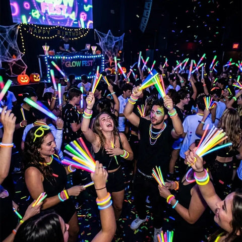 100 Count Glow Sticks Bulk Party Pack With 8 Inch Glow Bracelets And Connectors Assorted Colors at vibrant indoor party