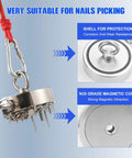 Beast Mode Ultra Strong 800 Lb Fishing Magnet Kit with neodymium magnet and carabiner attached to red rope, shown with screws