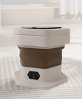 No Sweat Portable Folding Mini Washer Featuring Quick Wash And Spin Cycle, 5.5 Pound Capacity, Slick Khaki Build in living space.