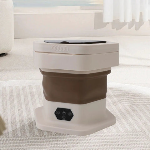 No Sweat Portable Folding Mini Washer Featuring Quick Wash And Spin Cycle, 5.5 Pound Capacity, Slick Khaki Build in living space.