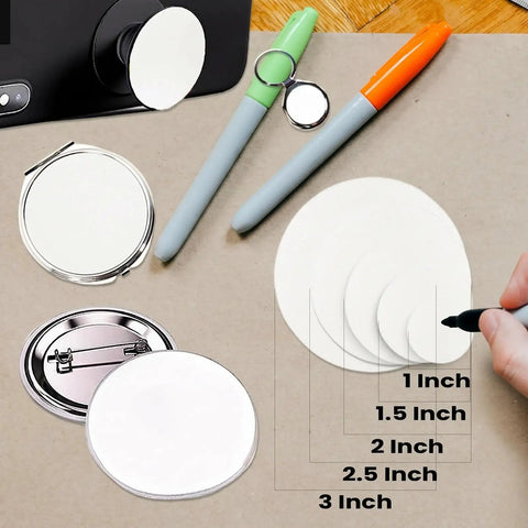 100 Pcs 1.5 Inch Round Sublimation Blank Aluminum Sheets For Heat Transfer Projects Like Breast Pins, Retractable Badge Holders