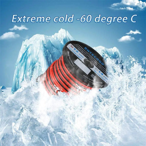 Ultra Flexible 12 Gauge Two Conductor Silicone Wire Spool Red Black For LED Strip Extension Cable 600V 200C Tinned Copper 50Ft Beefy Durability Easy To Strip And Install in icy conditions