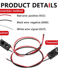 Three Pack Infrared Break Beam Sensor Switch Kit With Transmitter And Receiver wires labeled for DIY Electronics.