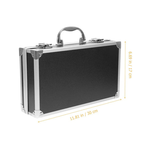 Kickass Aluminum Toolbox Carrying Case With Grip Handle, black rigid shell, size 11.81x6.69 inches for tools and gear.