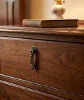 Vintage Twisted Ribbon Cabinet Pull Set on wooden dresser, Antique Bronze Single Hole Drawer Pulls For Kitchen Cabinets, 8 Pack