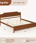 King Size Wooden Bed Frame With Cozy Upholstered Headboard And Rock Solid Thick Wood Slat Support For Legit Bedroom Vibes And Reliable Comfort All Night Long, dimensions shown.