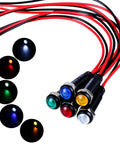 5 Pack 6mm LED Indicator Lights Black Plastic Signal Dots 12V To 24V With 1 Quarter Inch Mounting Hole And 15 Cm Wire Length