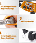 Foot Ascender for Rope Climbing and Rappelling, Lightweight Aluminum Gear close-up showing magnesium alloy construction and buckle