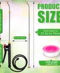Product size diagram for Pump Action Garden Sprayer Wand Retractable 29 Inch Stainless Steel Replacement Wand With PVC Hose And Shut Off Valve Adjustable Spray Modes From Fine Mist To Direct Spray Ergonomic Locking Handle For Comfort Your Go To Yard Tool