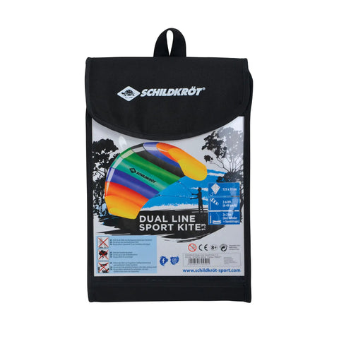 Packaging of Two Line Stunt Kite No Rods Paraglider Style For Quick Learning Steady Flight Ripstop Polyester 55x125 Cm