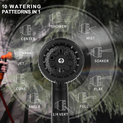 Heavy Duty Garden Hose Nozzle Sprayer 2 Pack With 10 Watering Patterns built tough durable hose attachment diagram view