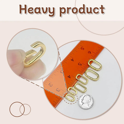 10Pcs Carabiner Clip Pendant Clasps in 18K Gold Tone for Necklaces and Bracelets with sizing ruler and quarter coin