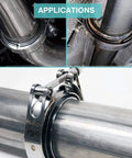 1.75 Inch V Band Clamp With Flange Set for exhaust system, turbocharger downpipe, and muffler installation, 304 stainless steel