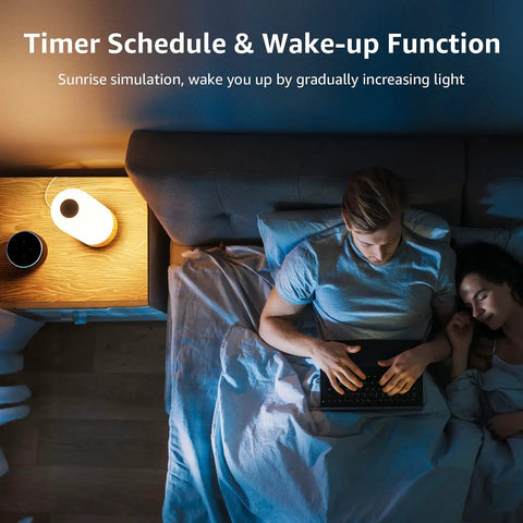 Smart Bedside Lamp With Alexa And Google Assistant, RGB Color Changing LED, 2700K-5700K Tunable White, dimmable night light on bedside table