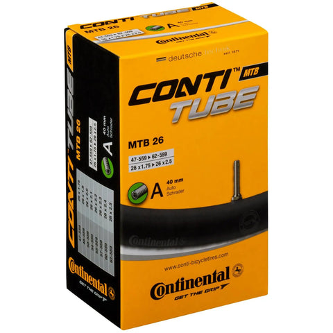 Product packaging for 26 Inch MTB Inner Tube For 1.75 To 2.5 Inch Tires With 40Mm Schrader Valve 559 ISO Diameter Seamless Mold Cured