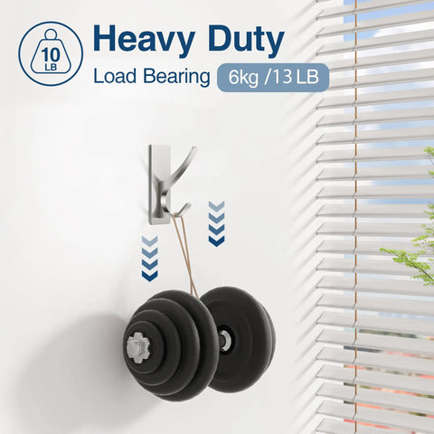 Heavy Duty Self Adhesive Towel Hooks Rock Solid No Drilling Brushed Nickel Mounts For Bathroom Shower Wall Loofah Holder Towel Rack And Coats Super Sticky Grip 4 Pack
