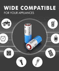Heavy Duty Alkaline 23A 12V Batteries Six Pack demonstrating wide compatibility for various appliances.