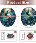 Round Resin Toilet Seat for Bathroom with peacock design, measuring 16.5x14.5 inches, showing size details for round fit.