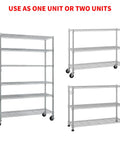 Badass 82 Inch 6 Tier Rolling Wire Shelving Cart With Heavy Duty Carbon Steel Base Adjustable, shown in single and two-unit setups.