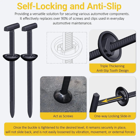 Heavy Duty Nylon Universal Cable Tie Buckles And Self Locking Zip Tie Clips showing locking mechanism and anti-slip design