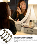 Woman using makeup at vanity with Vintage Teardrop Drawer Pulls Set With Retro Vibe European Style Alloy Cabinet Handles attached.