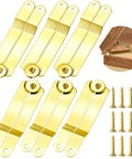 Gold Lid Support Hinge Set With 20 Screws, Foldable Lid Stay Safety Hinges, Rustproof 135 Degree Rotatable for Wooden Boxes