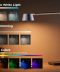 Verve Designer Desk Lamp With Qi Wireless Charger, True White LED And 16 Million RGB Colors showcasing color options and dimming.
