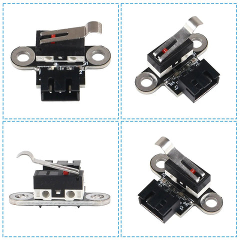 10 Pack Micro Mechanical End Stop Limit Switches With 1 Meter 3 Pin Cable For 3D Printers; side and top views