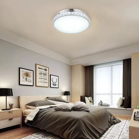 Modern Crystal Bead Chrome Flush Mount Led Ceiling Light Fixture Adds Glam To Any Bedroom Kitchen Bathroom Hallway Or Living Room